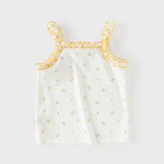 Dave&Bella Summer Toddler Girls Sweet Yellow/Red Sleeveless Stretchable Soft Tank Tops