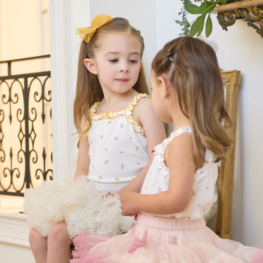 Dave&Bella Summer Toddler Girls Sweet Yellow/Red Sleeveless Stretchable Soft Tank Tops