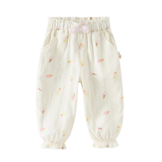Dave&Bella Summer Toddler Girls Ice Cream Print Comfortable Mosquito Proof Pants