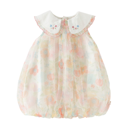 Dave&Bella Toddler Girls Cute Flower Print Mesh Comfortable Princess Dress