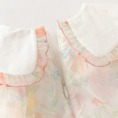 Dave&Bella Toddler Girls Cute Flower Print Mesh Comfortable Princess Dress