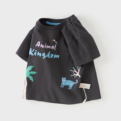 Dave&Bella Toddler Boys Summer Multi-color Cute Animal Print Breathable Cotton T-shirts