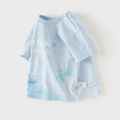 Dave&Bella Toddler Boys Summer Multi-color Cute Animal Print Breathable Cotton T-shirts