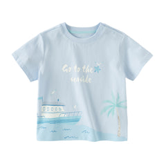 Dave&Bella Toddler Boys Summer Multi-color Cute Animal Print Breathable Cotton T-shirts