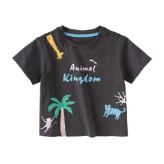 Dave&Bella Toddler Boys Summer Multi-color Cute Animal Print Breathable Cotton T-shirts