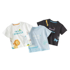 Dave&Bella Toddler Boys Summer Multi-color Cute Animal Print Breathable Cotton T-shirts
