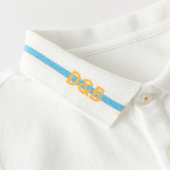 Dave&Bella Toddler Boys Summer College-style White Short Sleeve Formal Polos