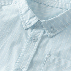 Dave&Bella Summer Toddler Boys Fashion Blue Striped Breathable Cotton College-style Shirts