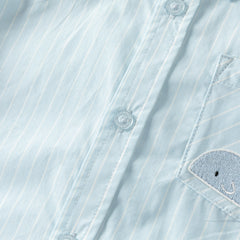 Dave&Bella Summer Toddler Boys Fashion Blue Striped Breathable Cotton College-style Shirts