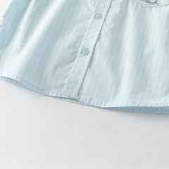 Dave&Bella Summer Toddler Boys Fashion Blue Striped Breathable Cotton College-style Shirts