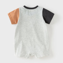 Dave&Bella Baby Boys Summer Cute Cartoon Print Short Sleeve Stretchable Soft Rompers