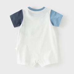 Dave&Bella Baby Boys Summer Cute Cartoon Print Short Sleeve Stretchable Soft Rompers