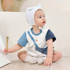 Dave&Bella Baby Boys Summer Cute Cartoon Print Short Sleeve Stretchable Soft Rompers