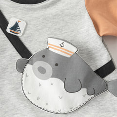 Dave&Bella Baby Boys Summer Cute Cartoon Print Short Sleeve Stretchable Soft Rompers