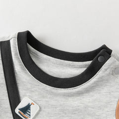 Dave&Bella Baby Boys Summer Cute Cartoon Print Short Sleeve Stretchable Soft Rompers