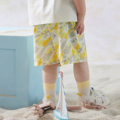 Dave&Bella Summer Toddler Boys Yellow Round Collar Daily Comfortable Breathable Sets