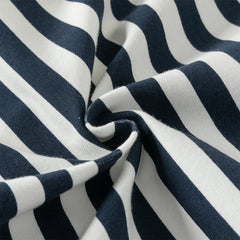 Dave&Bella Toddler Boys Summer College-style Blue White Striped Breathable Outfit Sets