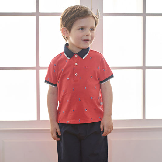 Dave&Bella Summer Toddler Boys Gentle Red Short Sleeve Breathable Formal Outfit Sets