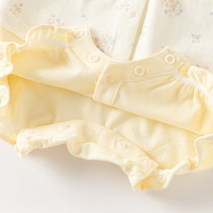 Dave&Bella Baby Girls Summer Charming Yellow Floral Sleeveless Cotton Cute Rompers
