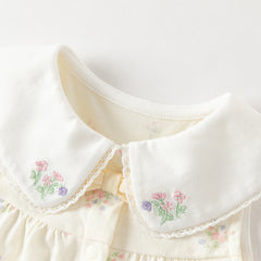 Dave&Bella Baby Girls Summer Charming Yellow Floral Sleeveless Cotton Cute Rompers