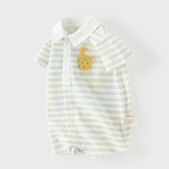 Dave&Bella Summer Baby Boys Yellow White Striped Cute Giraffe Print Soft Rompers