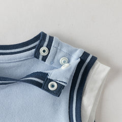 Dave&Bella Summer Baby Boys Light Blue Print Lightweight Cute Soft Stretchable Romper