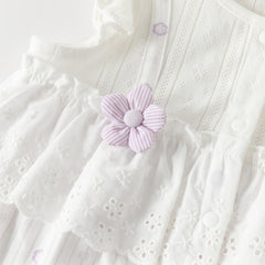 Dave&Bella Baby Girls Summer Cute Purple Floral Sleeveless Soft Cotton Rompers