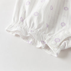 Dave&Bella Baby Girls Summer Cute Purple Floral Sleeveless Soft Cotton Rompers