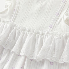 Dave&Bella Baby Girls Summer Cute Purple Floral Sleeveless Soft Cotton Rompers