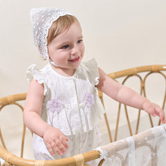 Dave&Bella Baby Girls Summer Cute Purple Floral Sleeveless Soft Cotton Rompers