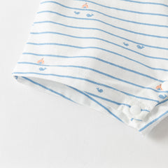 Dave&Bella Baby Boys Summer Cool Blue Whale Print Cotton Soft Lightweight Rompers