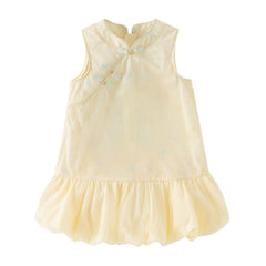 Dave&Bella Toddler Girls Summer Yellow Floral Sleeveless Chinese-style Stylish Bud Dress