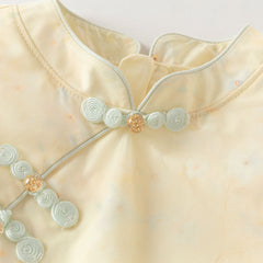 Dave&Bella Toddler Girls Summer Yellow Floral Sleeveless Chinese-style Stylish Bud Dress