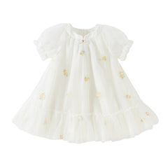 Dave&Bella Toddler Girls Summer Pink/Beige Chinese-style A-line Party Mesh Dress