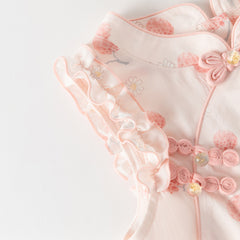 Dave&Bella Summer Toddler Girls Sweet Pink Fruit Print Chinese-style Sleeveless Party Dress