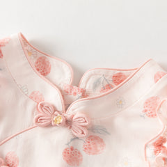 Dave&Bella Summer Toddler Girls Sweet Pink Fruit Print Chinese-style Sleeveless Party Dress