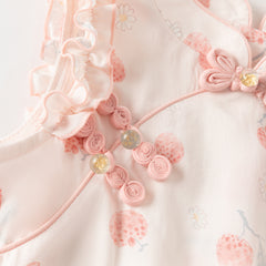 Dave&Bella Summer Toddler Girls Sweet Pink Fruit Print Chinese-style Sleeveless Party Dress