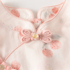 Dave&Bella Summer Toddler Girls Sweet Pink Fruit Print Chinese-style Sleeveless Party Dress