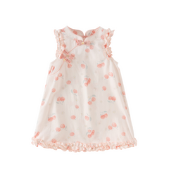 Dave&Bella Summer Toddler Girls Sweet Pink Fruit Print Chinese-style Sleeveless Party Dress