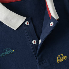 Dave&Bella Summer Toddler Boys Navy Blue Short Sleeve Breathable Cotton Polos