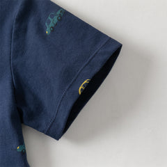 Dave&Bella Summer Toddler Boys Navy Blue Short Sleeve Breathable Cotton Polos