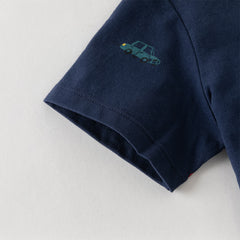 Dave&Bella Summer Toddler Boys Navy Blue Short Sleeve Breathable Cotton Polos