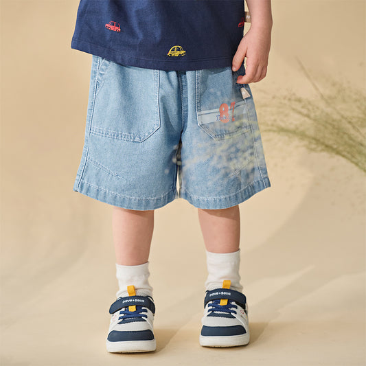 Dave&Bella Toddler Boys Summer Stylish Denim Blue Comfortable Straight-leg Jean Shorts