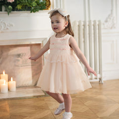 Dave&Bella Summer Toddler Girls Charming Pink Sleeveless Lightweight Mesh Princess Dress