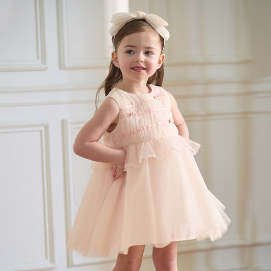 Dave&Bella Summer Toddler Girls Charming Pink Sleeveless Lightweight Mesh Princess Dress