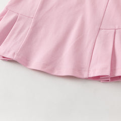 Dave&Bella Summer Toddler Girls White/Pink College-style Stretchable Dress-style Polos