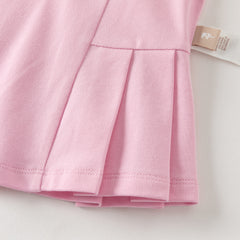 Dave&Bella Summer Toddler Girls White/Pink College-style Stretchable Dress-style Polos