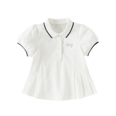 Dave&Bella Summer Toddler Girls White/Pink College-style Stretchable Dress-style Polos