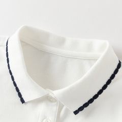 Dave&Bella Summer Toddler Girls White/Pink College-style Stretchable Dress-style Polos