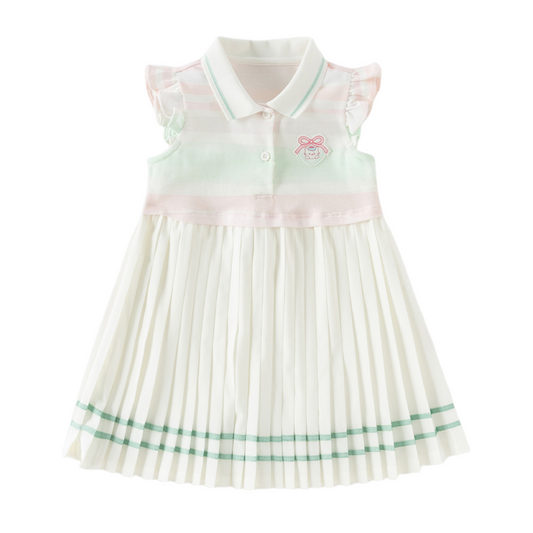 Dave&Bella Summer Toddler Girls Sweet Pink Preppy Polo Collar Sleeveless Dress